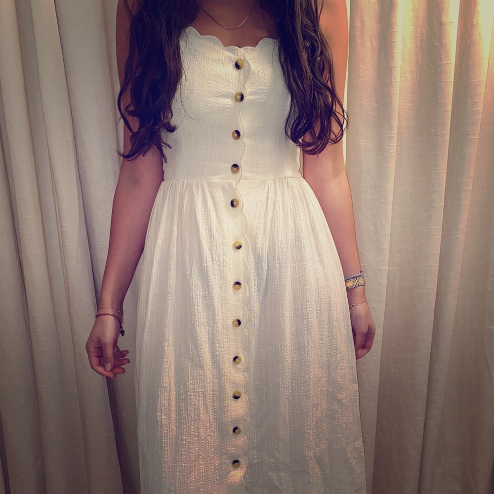 HM Creme Midi Dress with Buttons